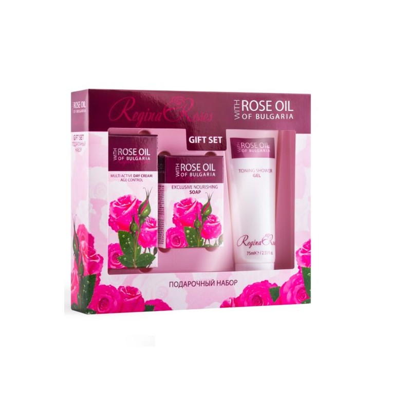 Cofre Regalo Regina Roses (Crema de día 30ml. + Jabón Nutritivo 50gr + Gel ducha 75ml.)