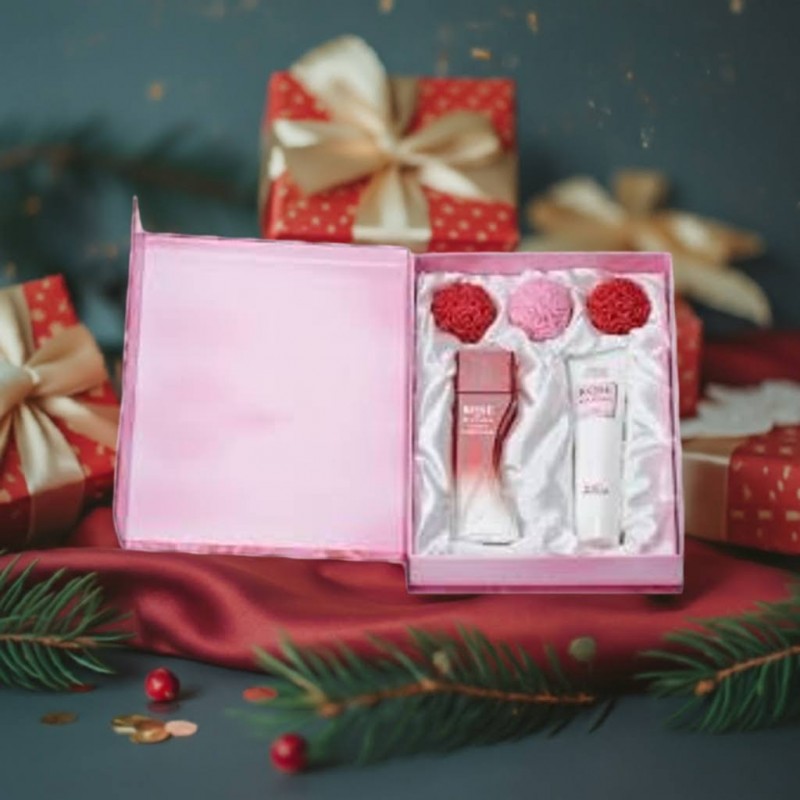 Cofre Regalo Rosa Señora (Perfume 50 ml + 3 Jabones Glicerina 30 gr + Crema de Manos 75 ml) (Tipo Libro)