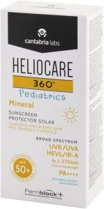 Heliocare 360º Pediatrics Mineral SPF 50+ - Crema Solar para Cara y Cuerpo de Niños y Bebés, Fluida y Filtros 100% Minerales, Pieles Sensibles o Atópicas, 50ml